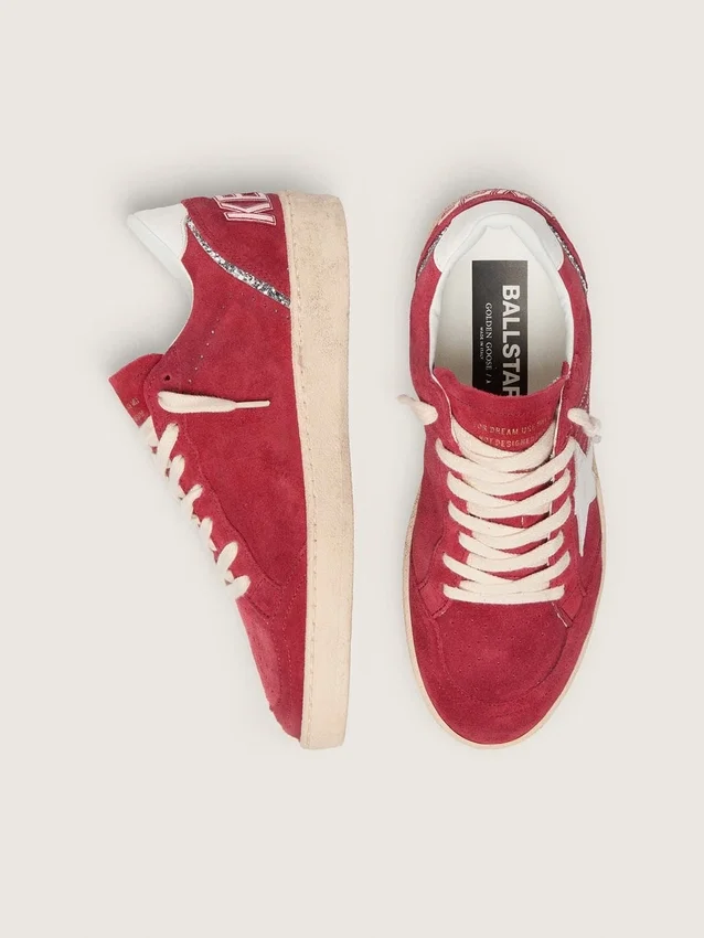 Women's Ball Star in red suede with white leather star and heel tab