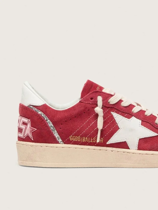 Women's Ball Star in red suede with white leather star and heel tab