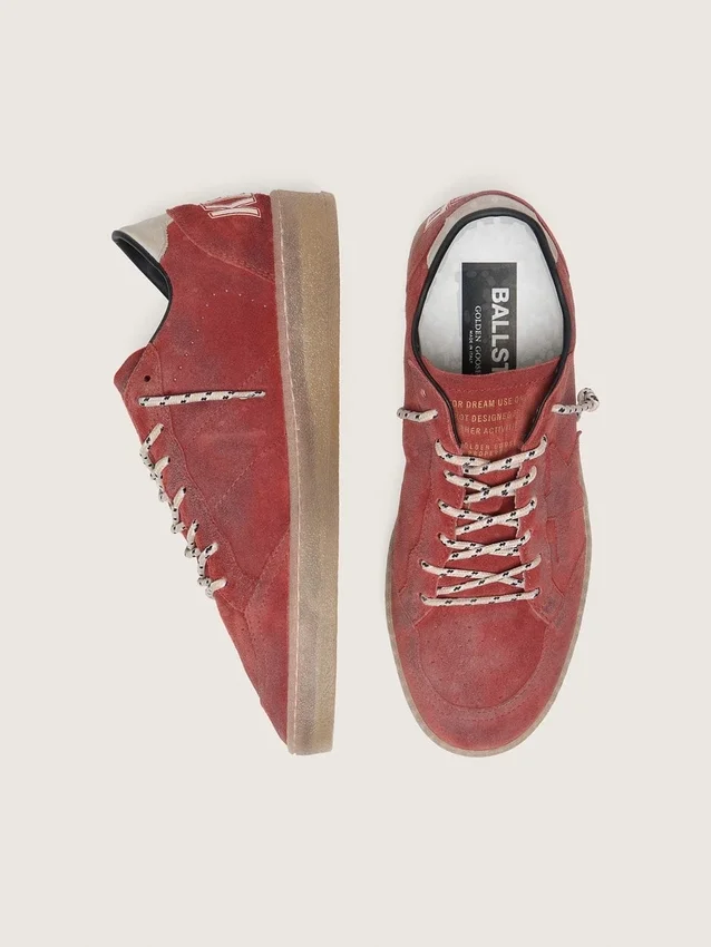 Women's Ball Star in rust-red suede with tone-on-tone star