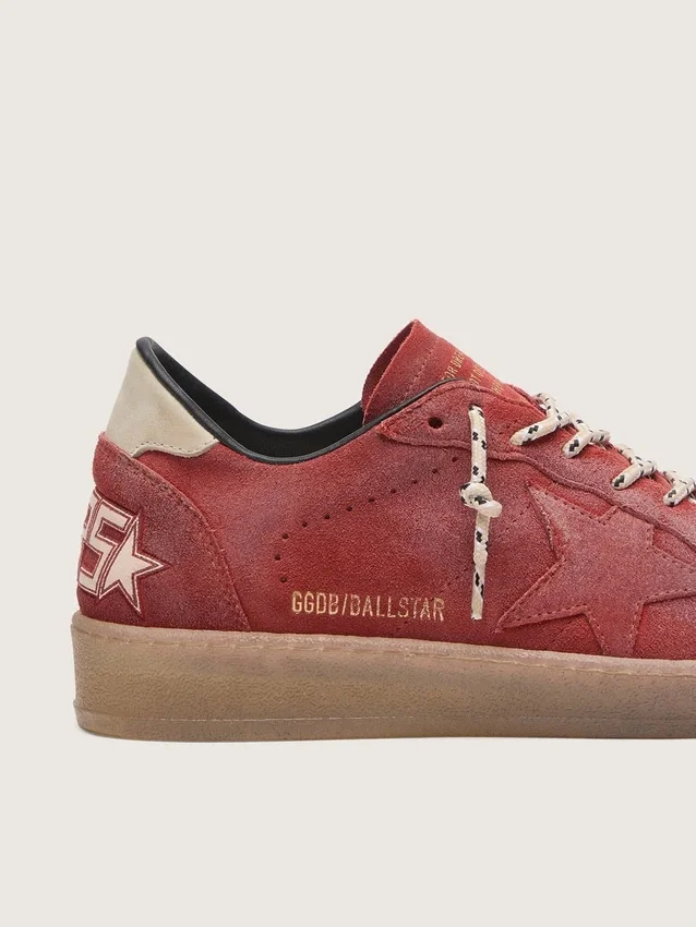 Women's Ball Star in rust-red suede with tone-on-tone star