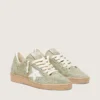 Women’s Ball Star in sage-green suede with white leather star and tone-on-tone Swarovski floral embroidery