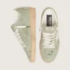 Women’s Ball Star in sage-green suede with white leather star and tone-on-tone Swarovski floral embroidery