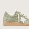 Women’s Ball Star in sage-green suede with white leather star and tone-on-tone Swarovski floral embroidery