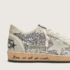 Women’s Ball Star in silver glitter with ice-gray suede inserts