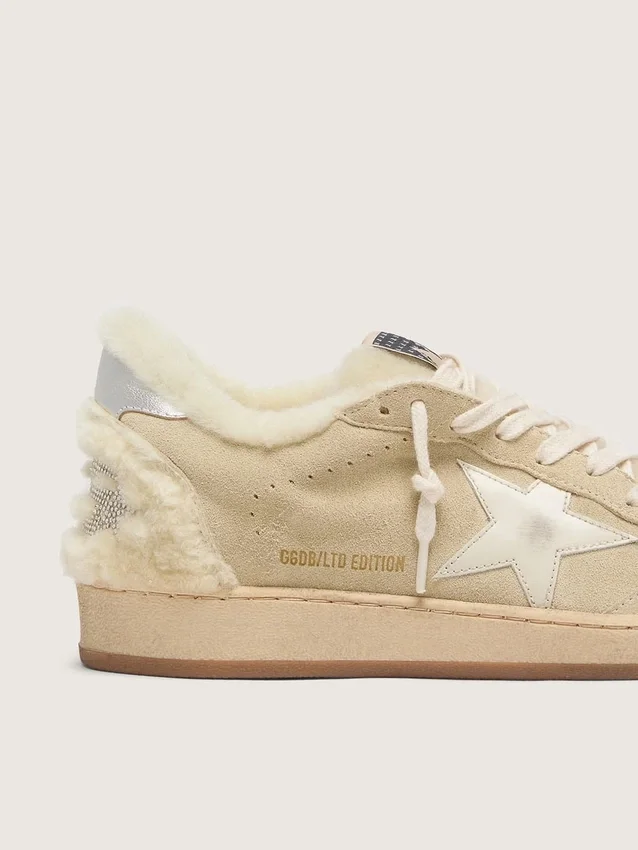 Women's Ball Star in suede and shearling with white patent leather star