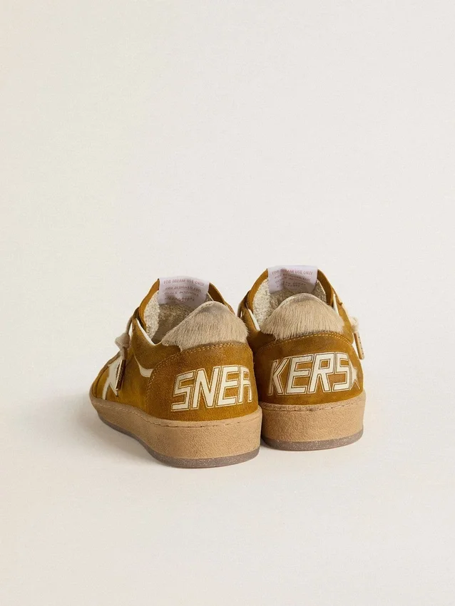 Women's Ball Star in suede with beige leather star and pony skin heel tab
