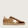 Women's Ball Star in tobacco suede with white leather star and cognac velvet inserts