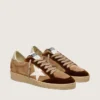 Women's Ball Star in tobacco suede with white leather star and cognac velvet inserts