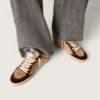 Women's Ball Star in tobacco suede with white leather star and cognac velvet inserts