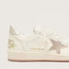 Women’s Ball Star in white leather with crystal star and metallic heel tab