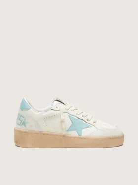 Women’s Ball Star in white leather with light blue star