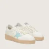 Women’s Ball Star in white leather with light blue star