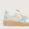 Women’s Ball Star in white leather with light blue star
