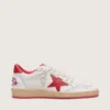 Women's Ball Star in white leather with red star and heel tab