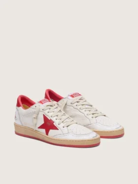 Women’s Ball Star in white leather with red star and heel tab