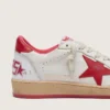 Women's Ball Star in white leather with red star and heel tab