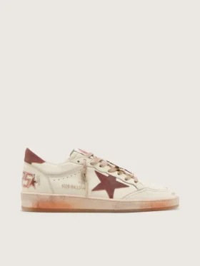 Women's Ball Star in white leather with rust leather star and heel tab