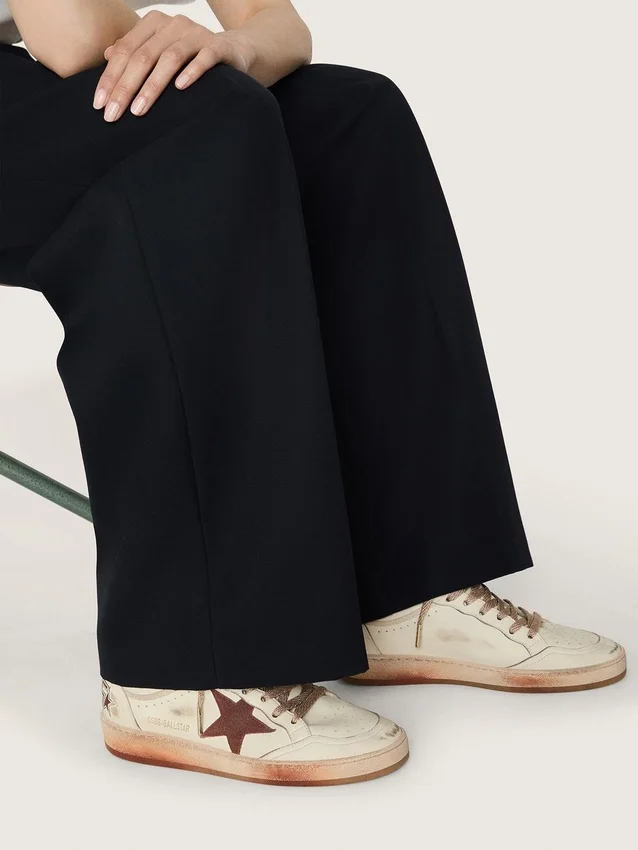 Women's Ball Star in white leather with rust leather star and heel tab