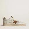 Women's Ball Star in white nappa and mesh with tobacco-colored nubuck star and beige heel tab