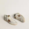 Women's Ball Star in white nappa and mesh with tobacco-colored nubuck star and beige heel tab