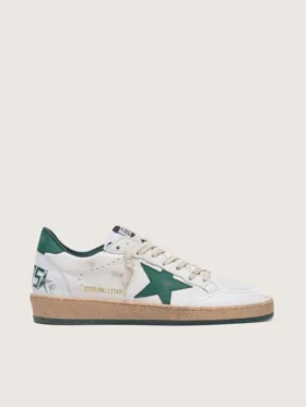 Women's Ball Star in white nappa leather with green leather star and heel tab