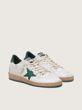 Women’s Ball Star in white nappa leather with green leather star and heel tab