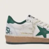 Women's Ball Star in white nappa leather with green leather star and heel tab
