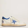 Women's Ball Star in white nappa with bright blue metallic leather star and heel tab