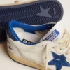 Women's Ball Star in white nappa with bright blue metallic leather star and heel tab