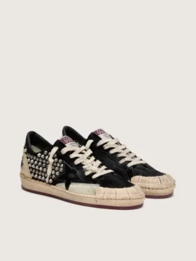 Women’s Ball Star LAB in black suede with studs and glossy black leather star