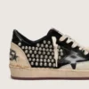 Women's Ball Star LAB in black suede with studs and glossy black leather star