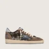 Women's Ball Star LAB in brown matelassé velvet with rhinestones and black leather star