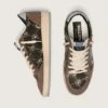 Women's Ball Star LAB in brown matelassé velvet with rhinestones and black leather star