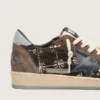 Women's Ball Star LAB in brown matelassé velvet with rhinestones and black leather star