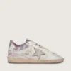 Women’s Ball Star LAB in white nylon and pony skin with silver star and lilac inserts