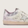 Women’s Ball Star LAB in white nylon and pony skin with silver star and lilac inserts