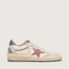 Women's Ball Star LTD in beige leather with pink mesh star and blue leather heel tab