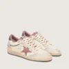 Women's Ball Star LTD in beige leather with pink mesh star and blue leather heel tab