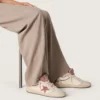 Women's Ball Star LTD in beige leather with pink mesh star and blue leather heel tab