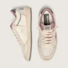 Women's Ball Star LTD in beige leather with pink mesh star and blue leather heel tab