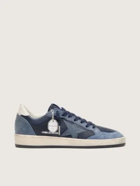 Women’s Ball Star LTD in dark blue leather with light blue Swarovski crystal star and suede inserts