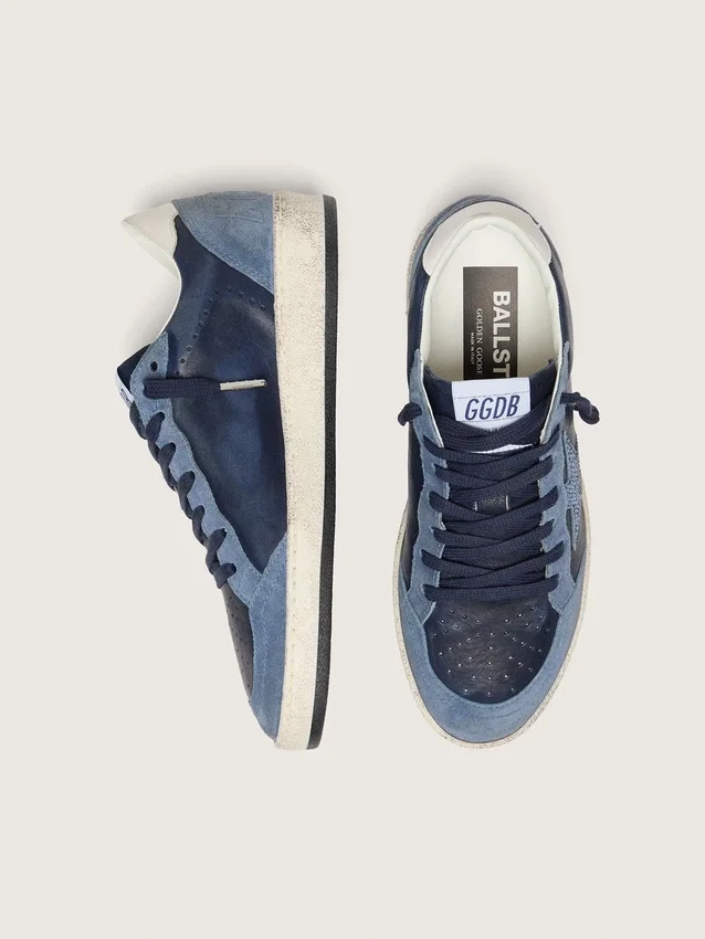 Women’s Ball Star LTD in dark blue leather with light blue Swarovski crystal star and suede inserts