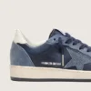 Women’s Ball Star LTD in dark blue leather with light blue Swarovski crystal star and suede inserts