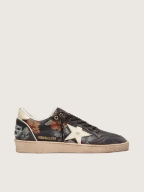 Women’s Ball Star LTD in ebony nappa with multicolor embroidery and white star