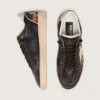 Women’s Ball Star LTD in ebony nappa with multicolor embroidery and white star