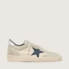 Women's Ball Star LTD in gray suede with blue star and cream-colored crochet inserts