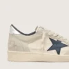 Women's Ball Star LTD in gray suede with blue star and cream-colored crochet inserts