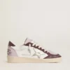 Women's Ball Star LTD in nappa with platinum foiled leather star and burgundy nubuck leather heel tab