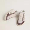 Women's Ball Star LTD in nappa with platinum foiled leather star and burgundy nubuck leather heel tab