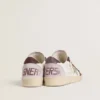 Women's Ball Star LTD in nappa with platinum foiled leather star and burgundy nubuck leather heel tab